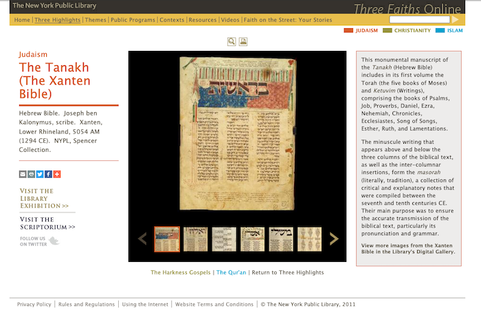 NYPL Three Faiths exhibition