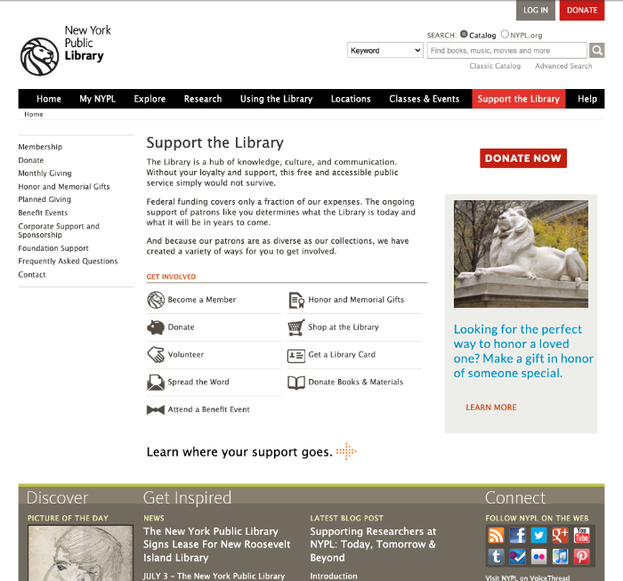 NYPL Support section